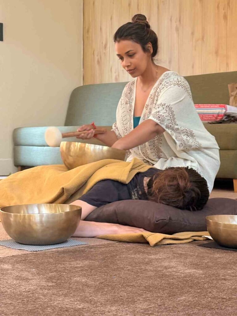 Woman practicing yoga during a yoga retreat in Rishikesh